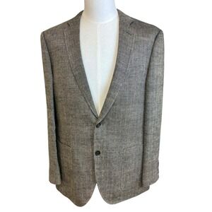 J CREW Ludlow Herringbone‎ Blazer Sz 42 Jacket Coat Linen Tweed Preppy Classic